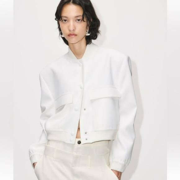 ZARA WHITE MAXI POCKET BOMBER - Picture 3 of 6